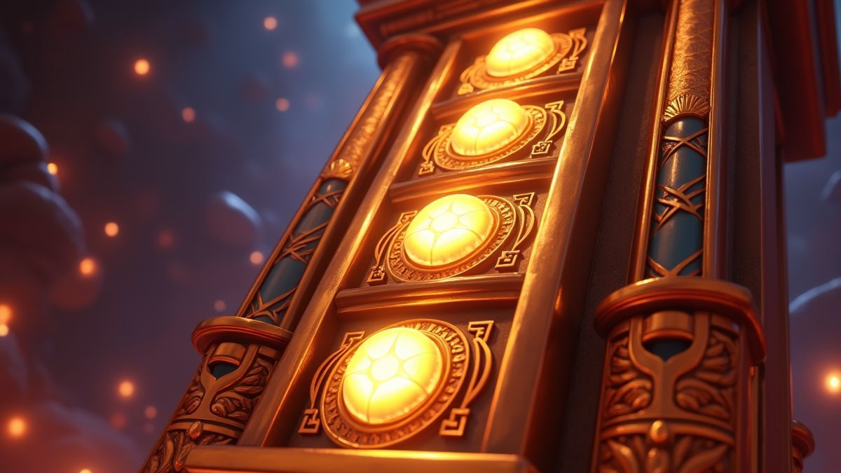 Animated mythological slot machine displaying four glowing jackpot tiers