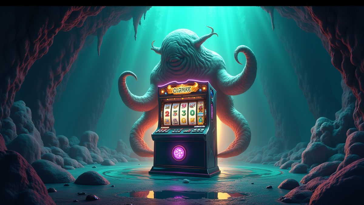 Underwater animated slot cabinet with a playful Cashooolu-inspired creature