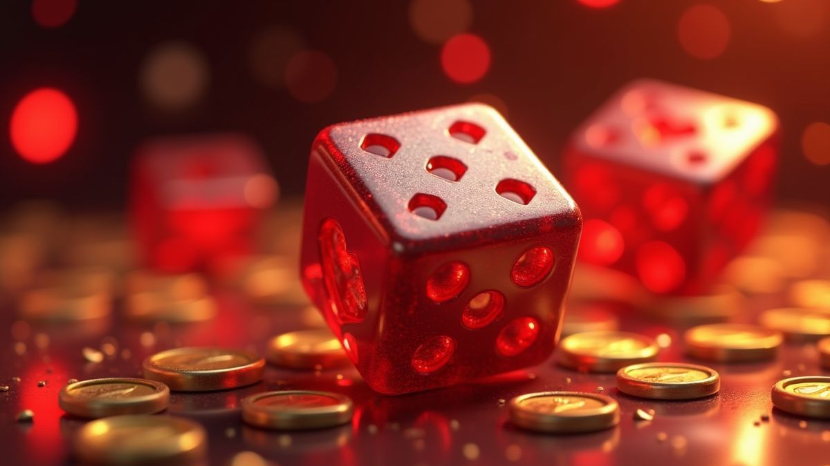 Máquina tragaperras con temática de dados y símbolos rojos del jackpot Heart