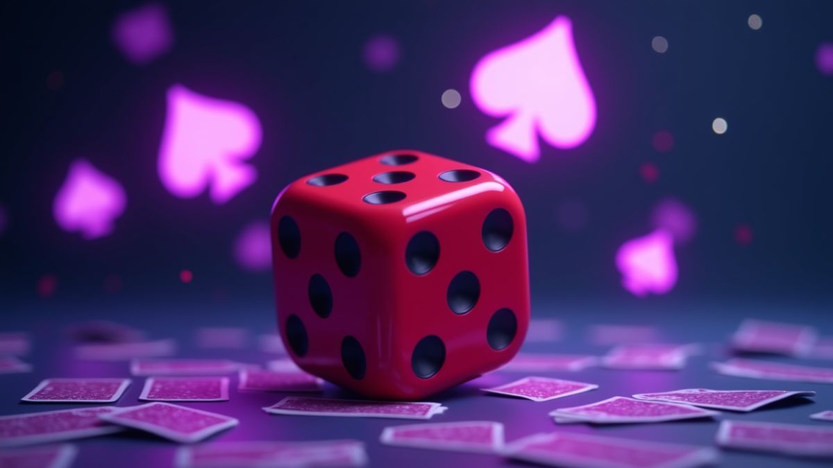 Máquina tragaperras Dice animada rodeada de energía brillante del jackpot Spade