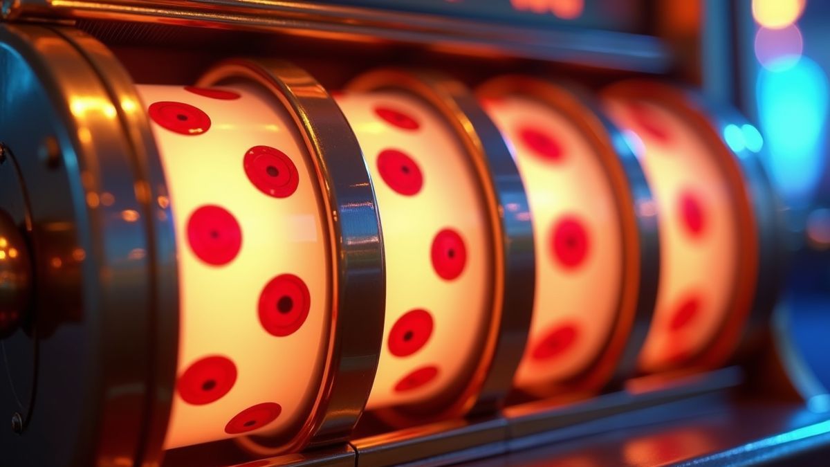 Animated dice-themed Beetle Dice slot machine with glowing reels
