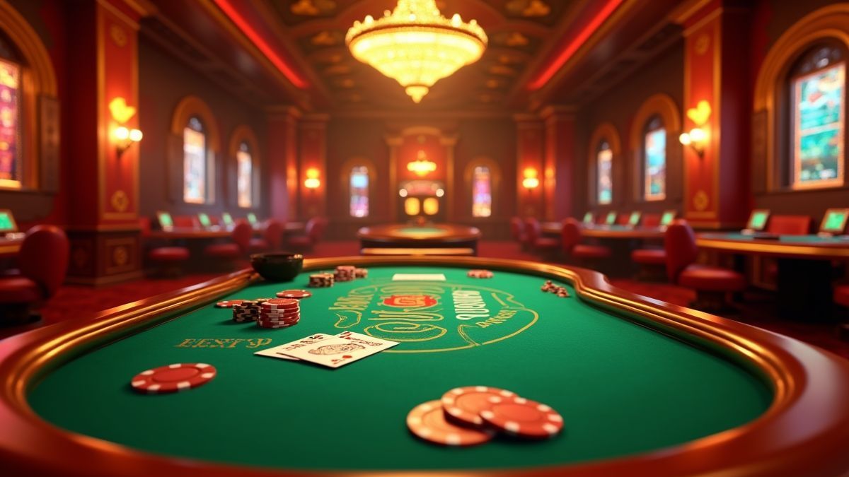 Table de Blackjack en direct animée sur le thème de Mega Moolah avec des lumières de jackpot éclatantes