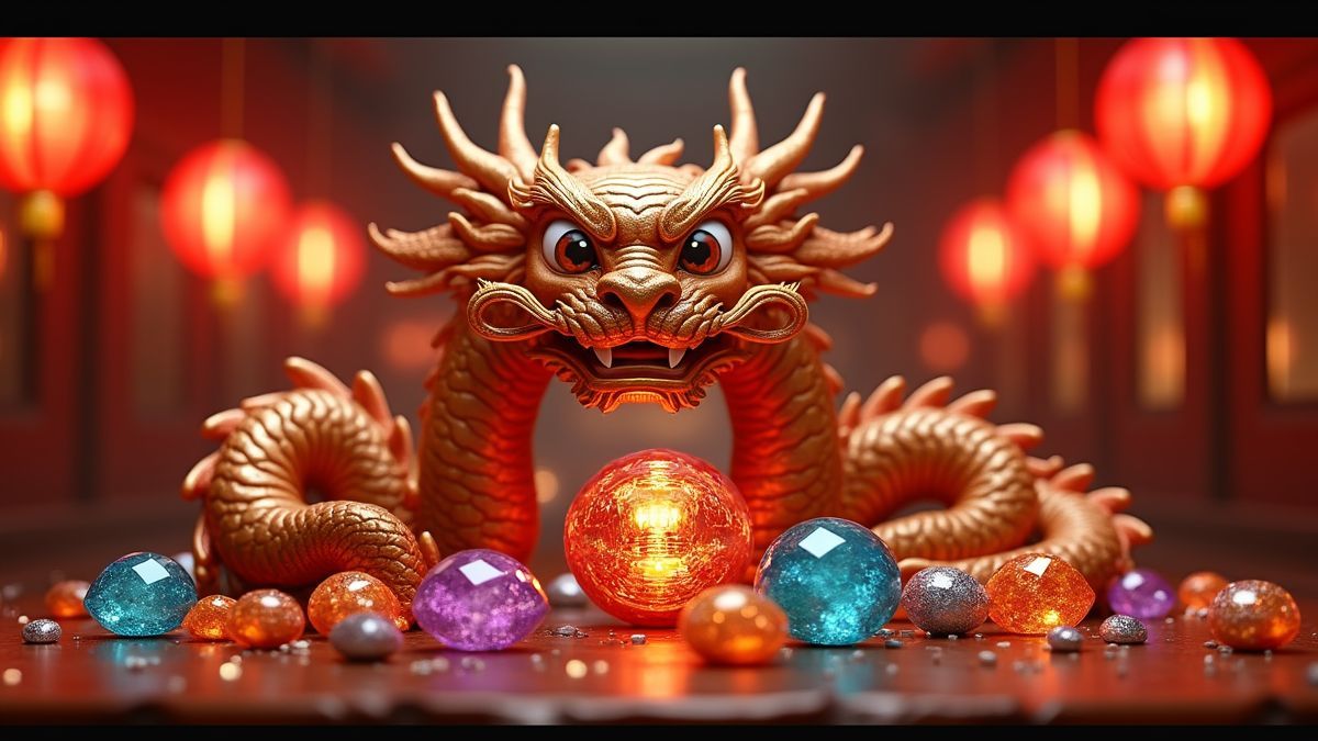 Máquina de slot Dragon Fury animada com detalhes de dragão de cobre e templo