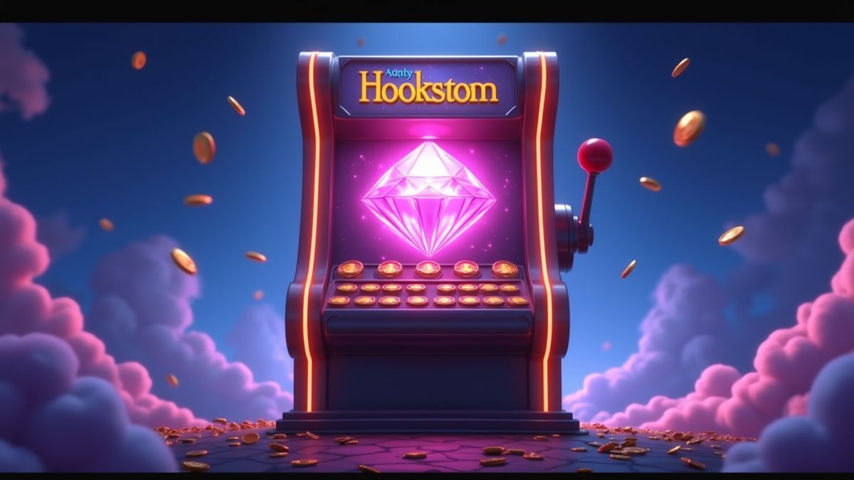 Terminal de slot de jackpot progresivo estilizada con iluminación azul y dorada