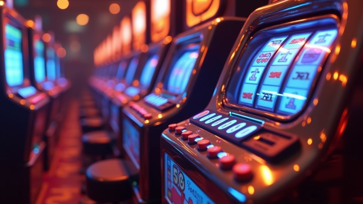 Máquinas tragaperras animadas conectadas que representan la red de jackpots Dream Drop