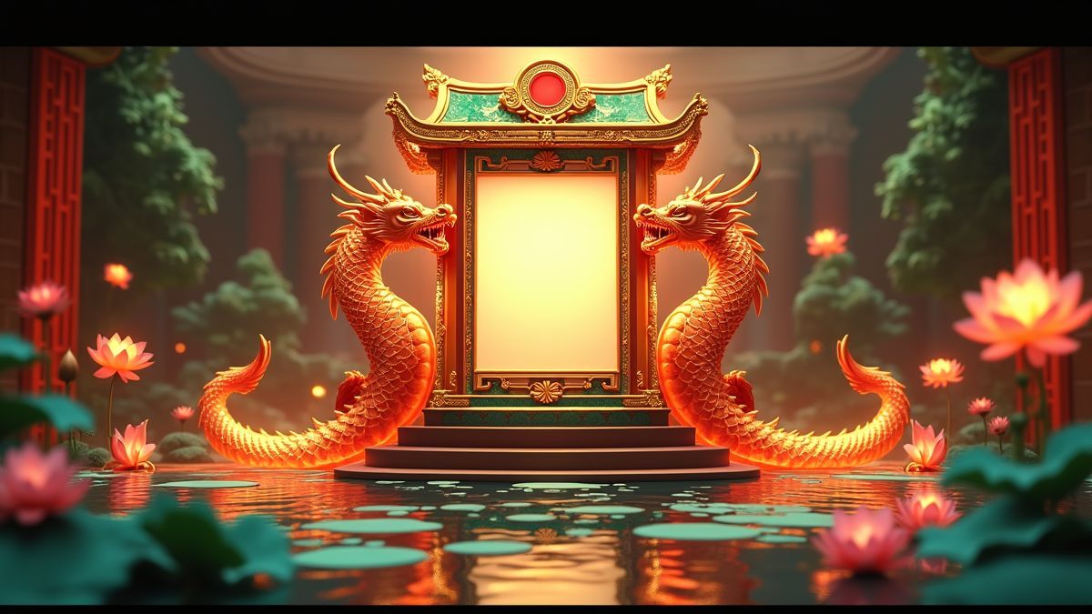 Animated Feng Li Dragon slot machine beside a glowing progressive jackpot meter