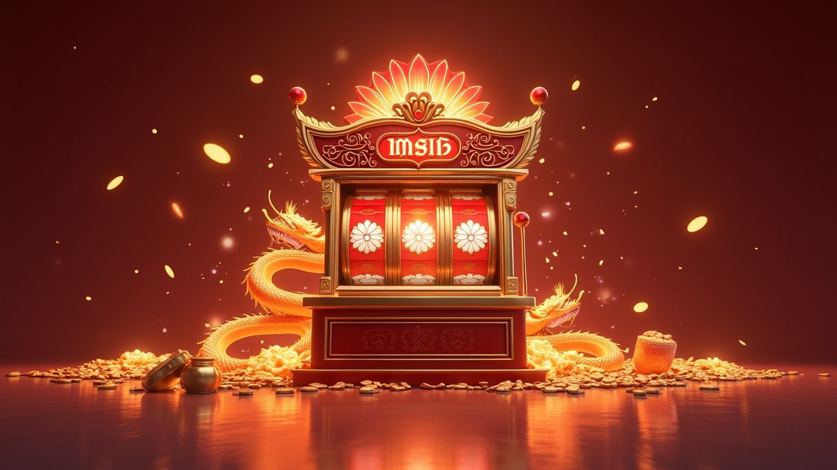Animated Feng Li Dragon slot machine with a glowing progressive jackpot theme
