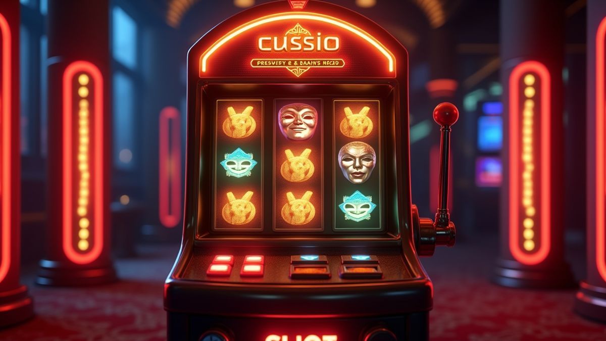 Geanimeerde slotmachine met overvalthema en een gloeiende progressieve jackpot