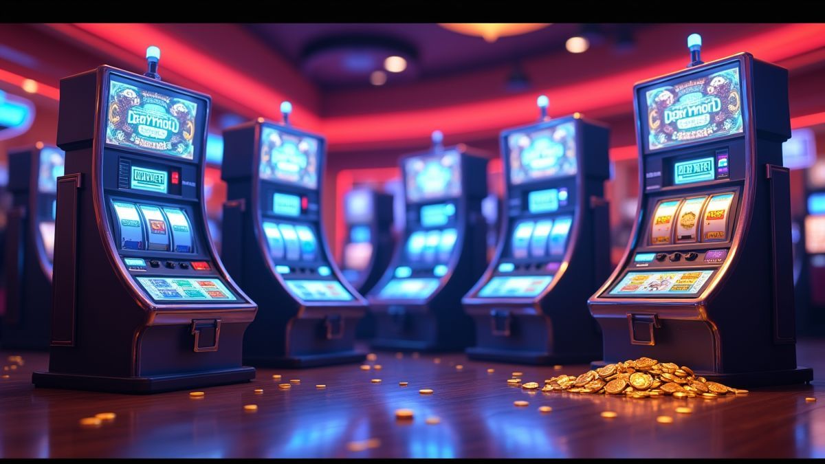 Geanimeerde casinomachines die afzonderlijke Five Raiders-jackpotpotten per inzet vertegenwoordigen