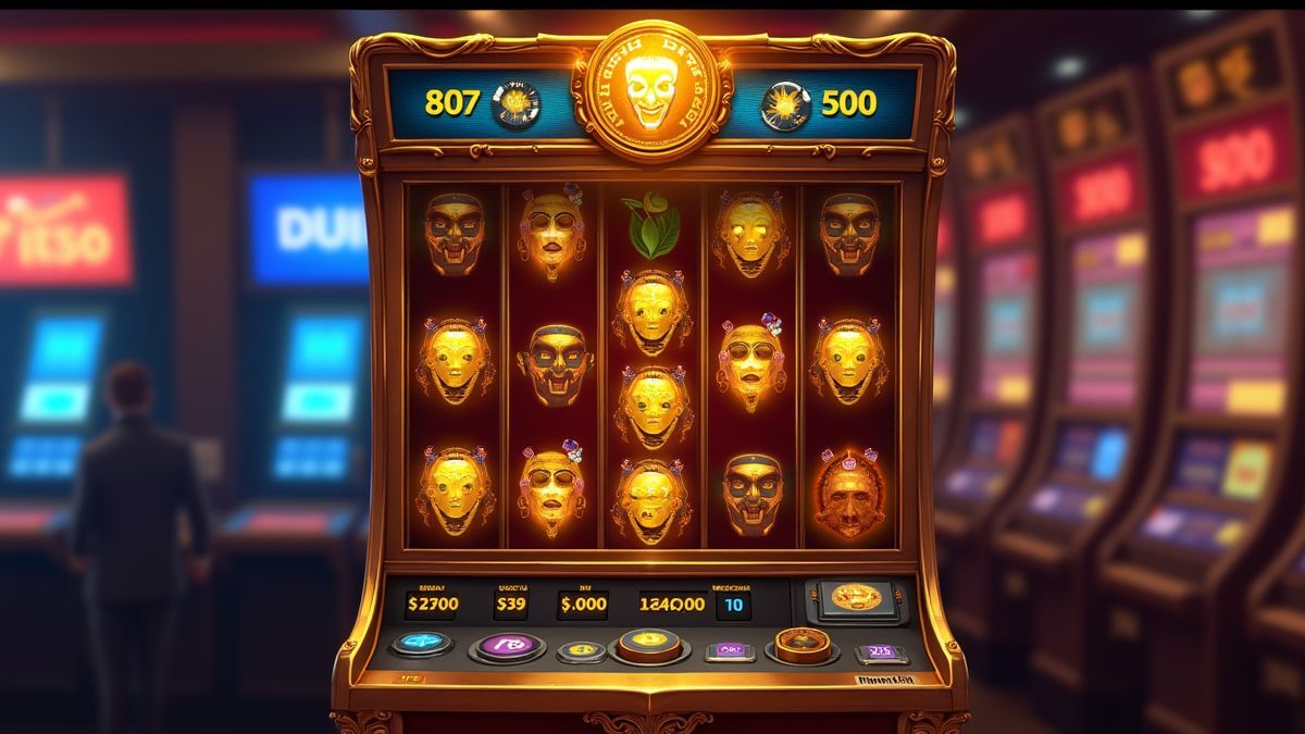 Geanimeerde slotmachine in Five Raiders-stijl met een gloeiende progressieve jackpot