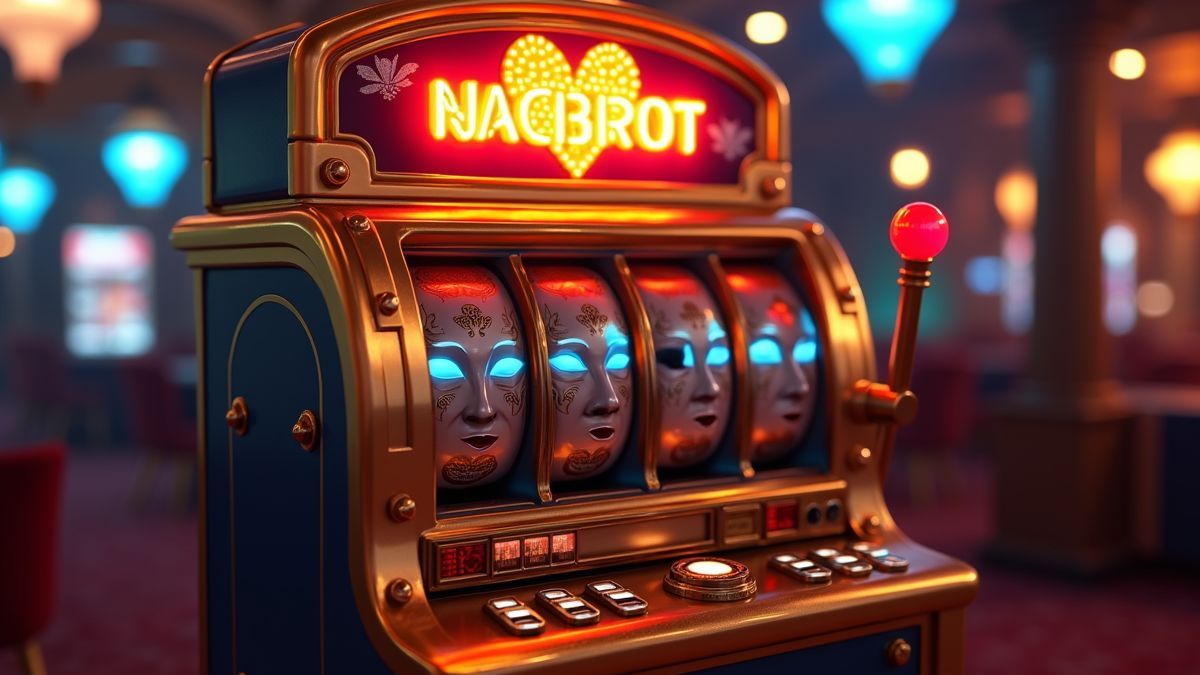 Geanimeerde Five Raiders-slotmachine met een gloeiend progressief jackpotdisplay