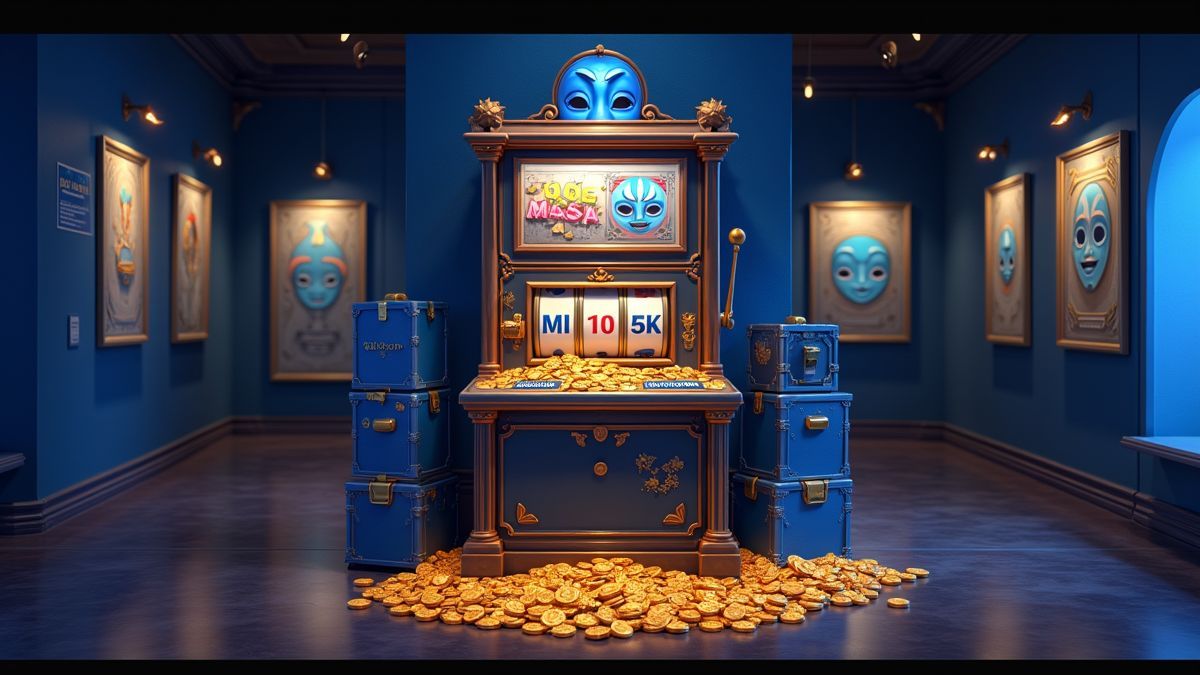 Geanimeerde Five Raiders-slotmachine omringd door schatten in heiststijl