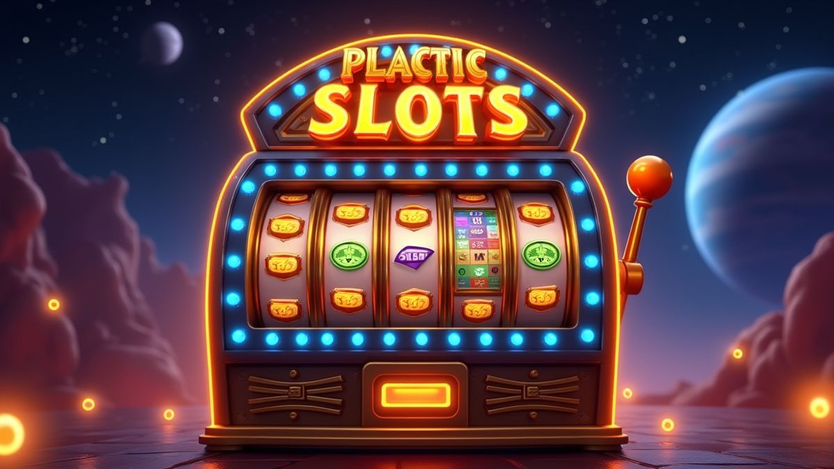 Animated space-pirate slot machine with a glowing bonus wheel