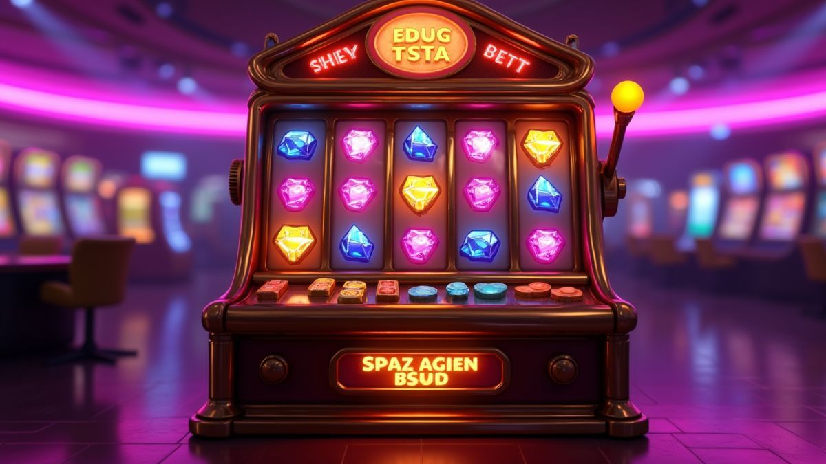 Slot Glam Night animada a brilhar com iluminação de discoteca bronze e roxa