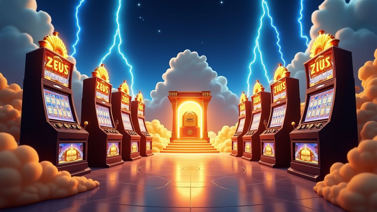 Animated Zeus slot machines representing separate Lightning God jackpot tiers