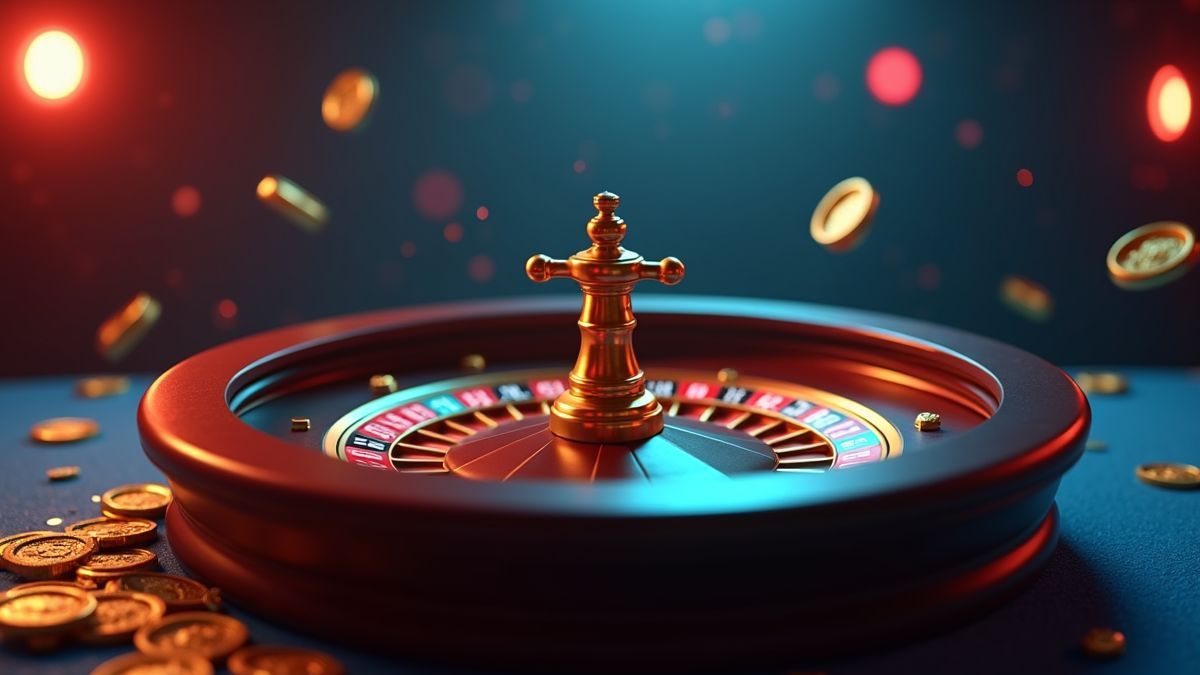 Animated roulette machine with glowing progressive jackpot effects