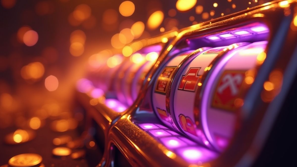Close-up Pixar-style animation of slot reels and a radiant jackpot meter