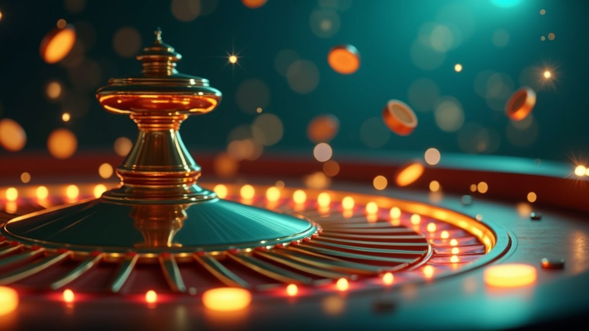Pixar-style animation close-up of a roulette wheel with glowing coins and jackpot elements