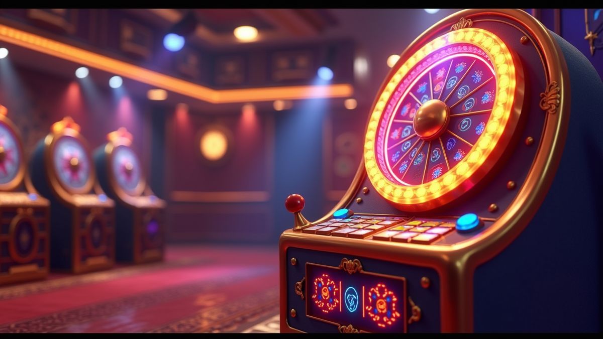 Animated Mega Spinner-style slot machine with a glowing reward wheel