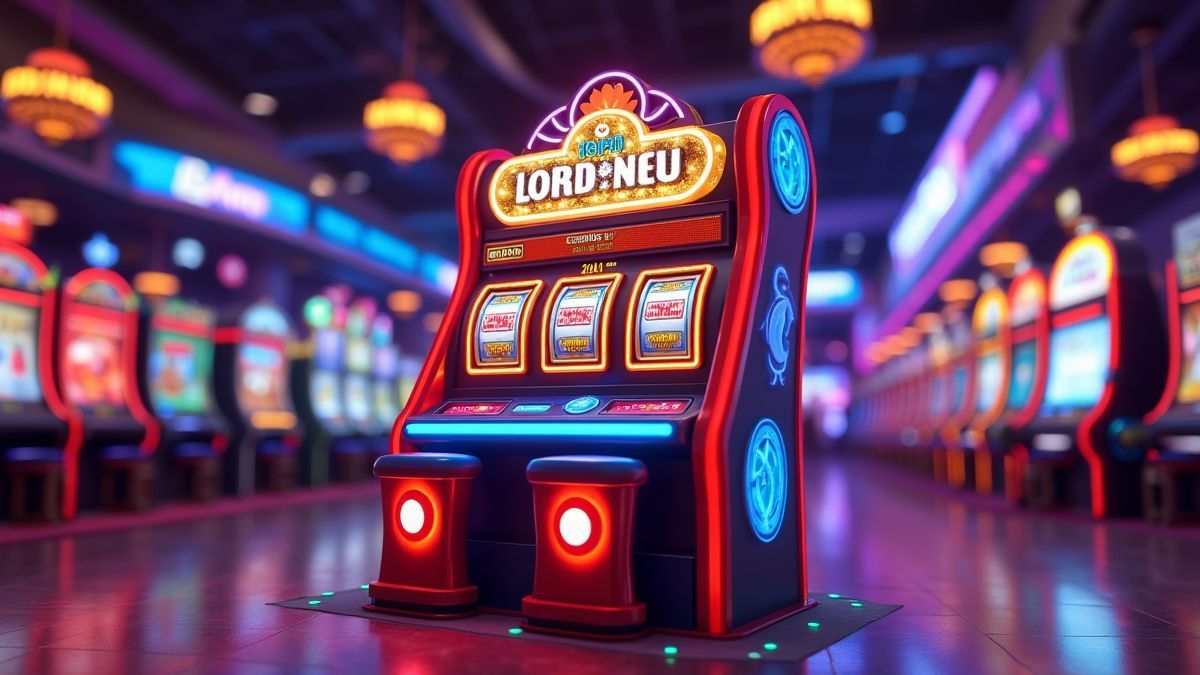 Animated dice-themed casino cabinet showing a triple wheel bonus