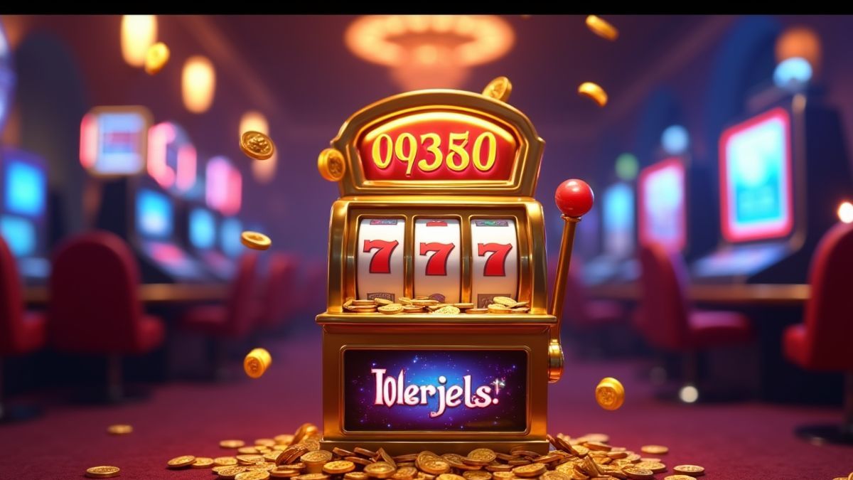 Animated fruit slot machine surrounded by a glowing jackpot aura