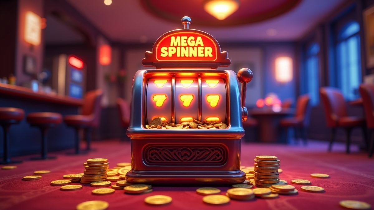 Animated fruit slot machine with glowing bonus wheels