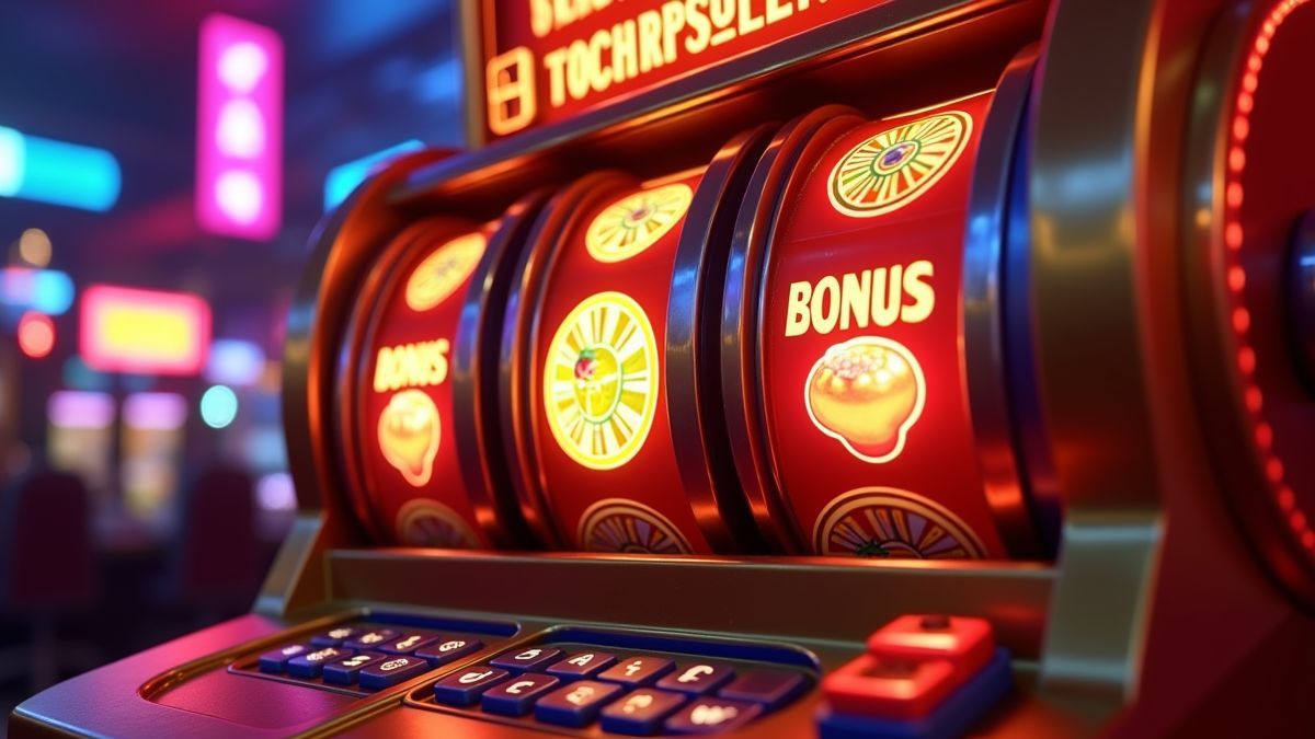 Animated Mega Spinner Slot machine with glowing bonus wheels