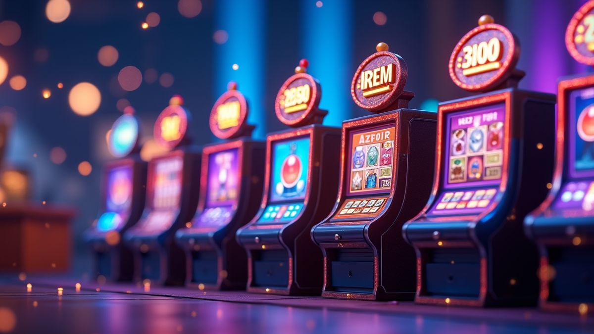 Animated slot machine lineup representing the Mystery Race jackpot group