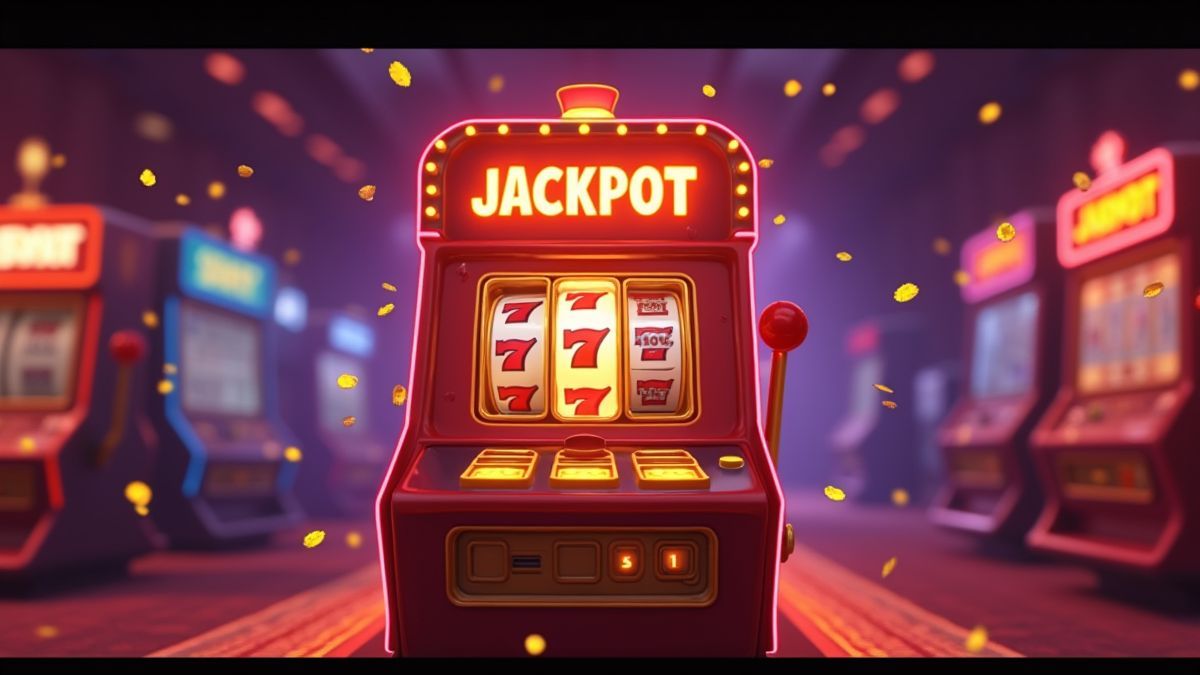 Animated slot machine showing a compact recurring jackpot feature