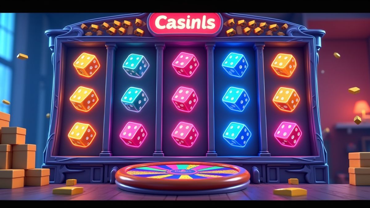 Animated Rapid Rush dice-grid slot machine with a glowing jackpot wheel