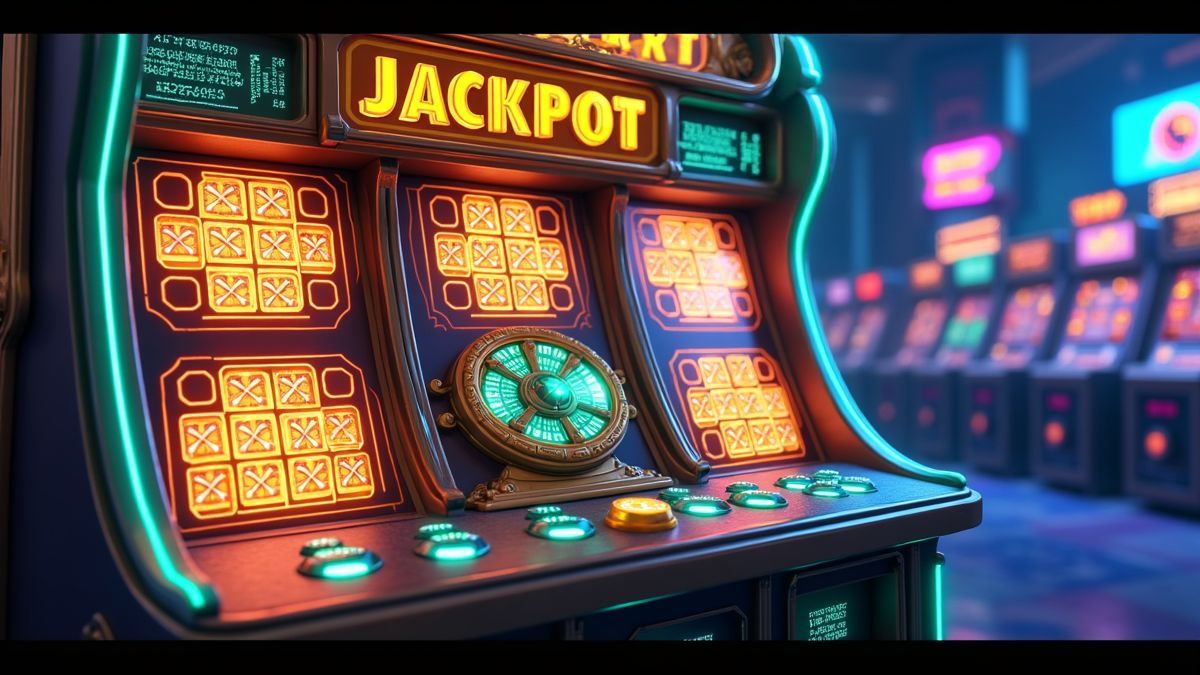 Animated Rapid Rush slot machine with four glowing grid play areas