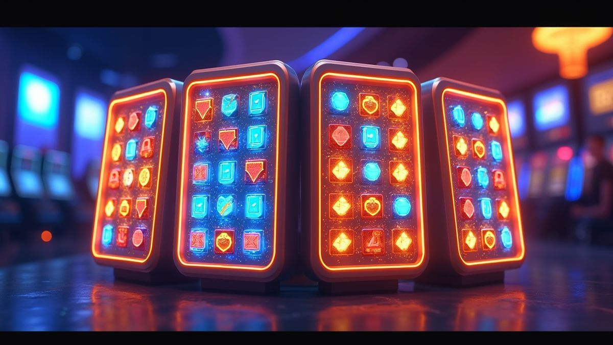Animated Rapid Rush slot machine with four glowing grid windows
