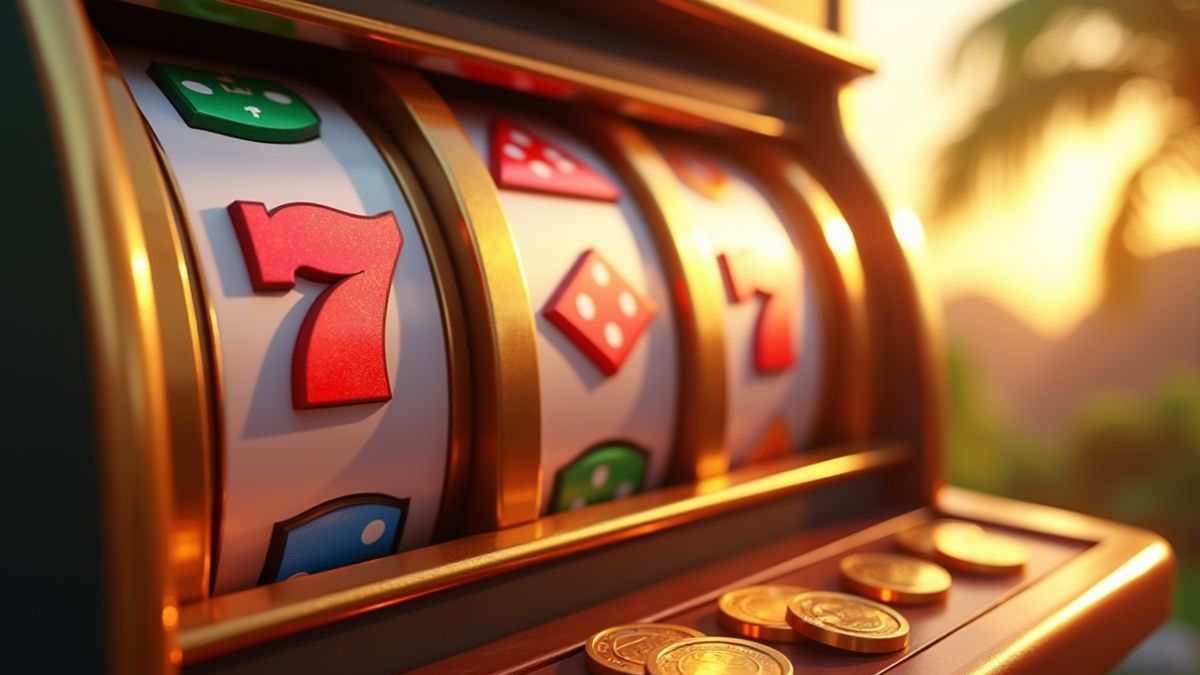 Summer dice slot reels with a modest glowing jackpot meter