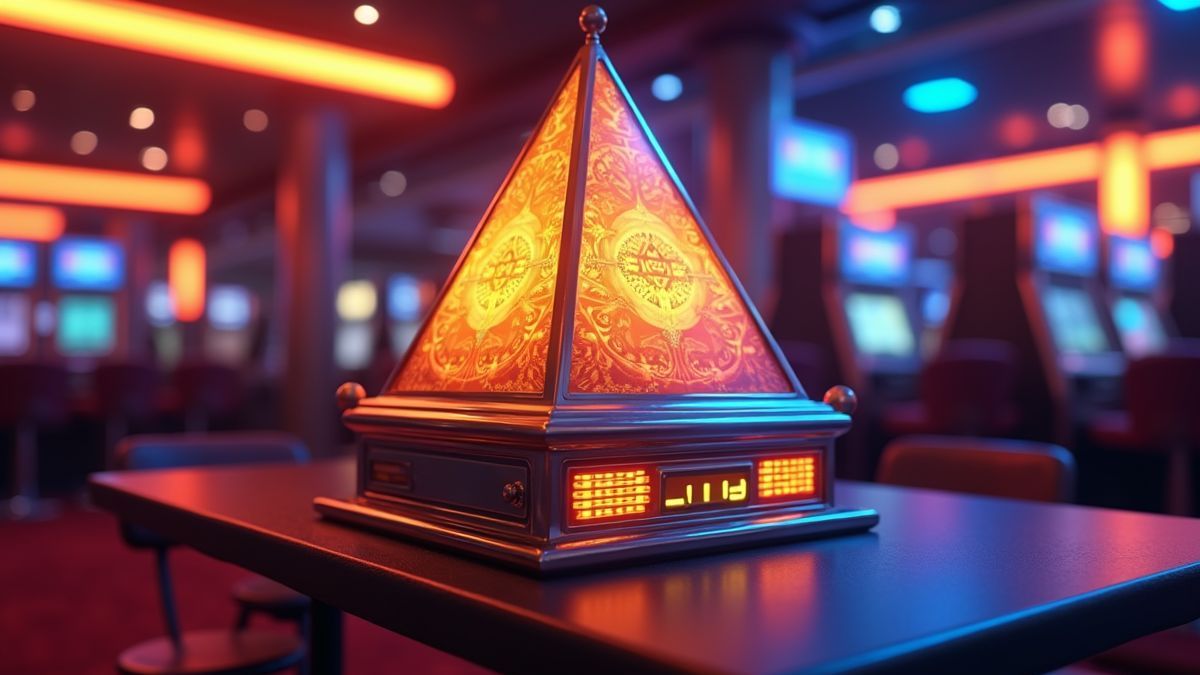 Máquina tragaperras animada con temática de pirámides que representa el jackpot de 20 € de Take It Or Not