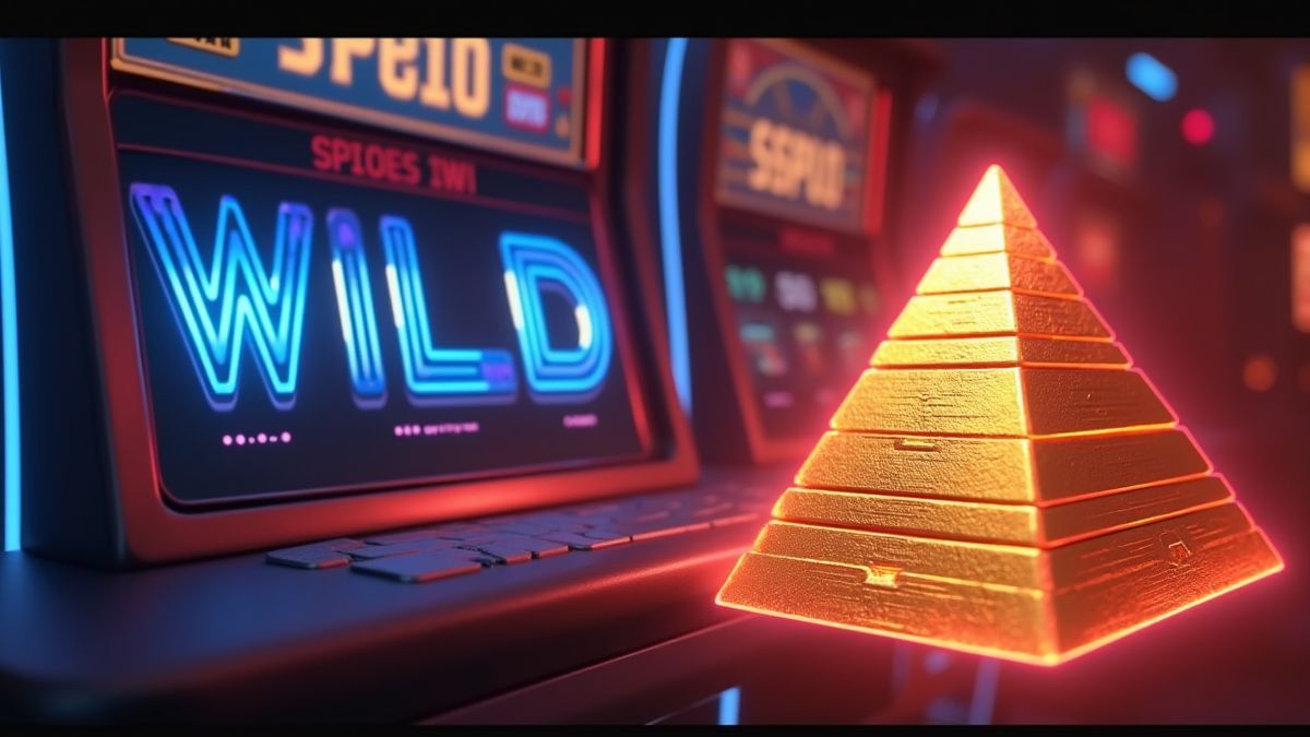 Escena animada del bonus de pirámide con colores Wild, multiplicador y jackpot misterioso