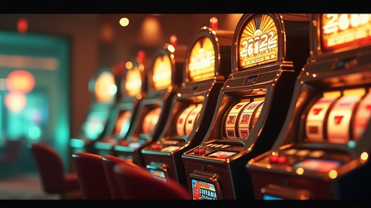 Animationshafte Spielautomaten im Pixar-Stil mit leuchtendem Jackpot-Meter