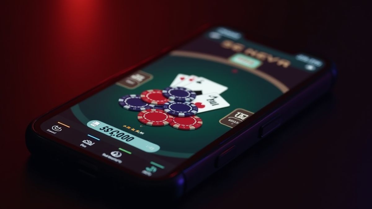 Mobilbildschirm mit einer Pokeroberfläche.