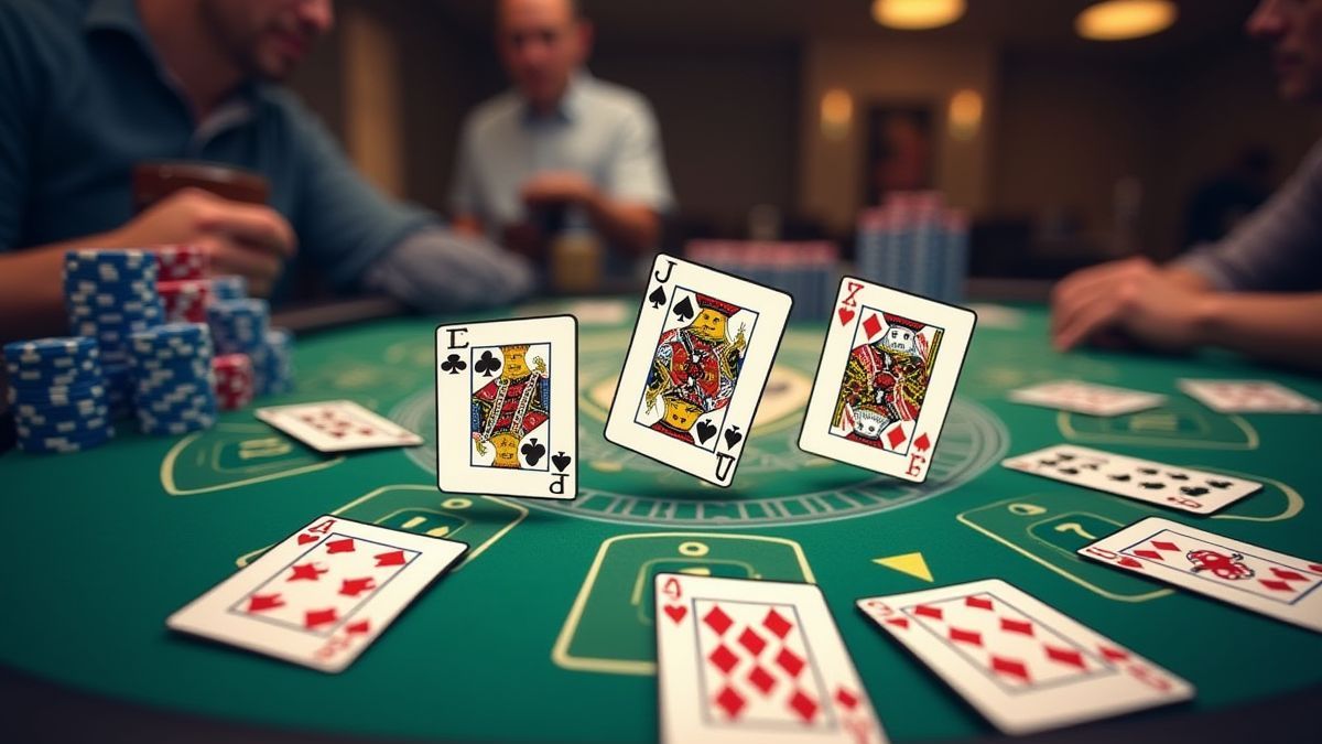 Strategiegids voor poker met geanimeerde kaarten en fiches.