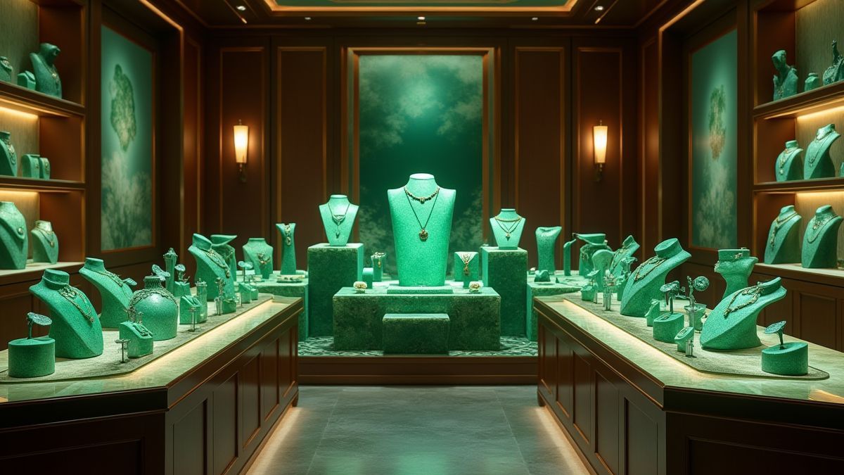 Una boutique de lujo con joyas de jade.