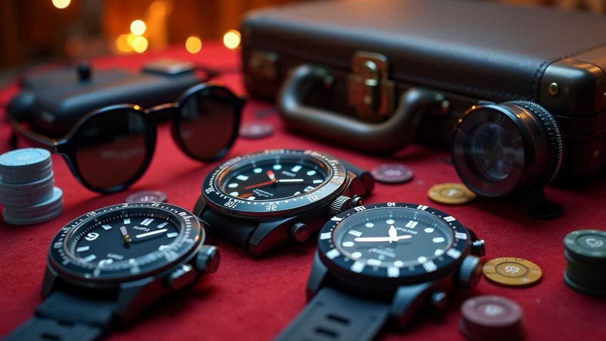 Gadgets de espía en una mesa de casino.