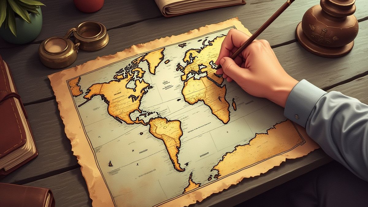 A historical map used by a ship captain.
