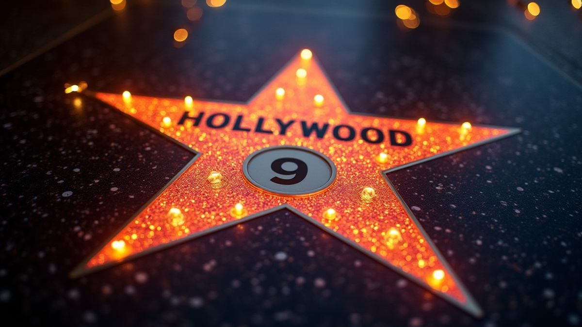 Una estrella iluminada en el Paseo de la Fama de Hollywood.