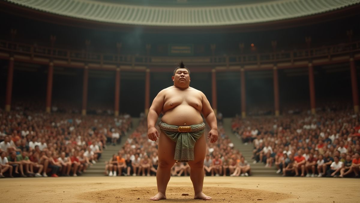 Sumoworstelaar in een traditionele Japanse arena.