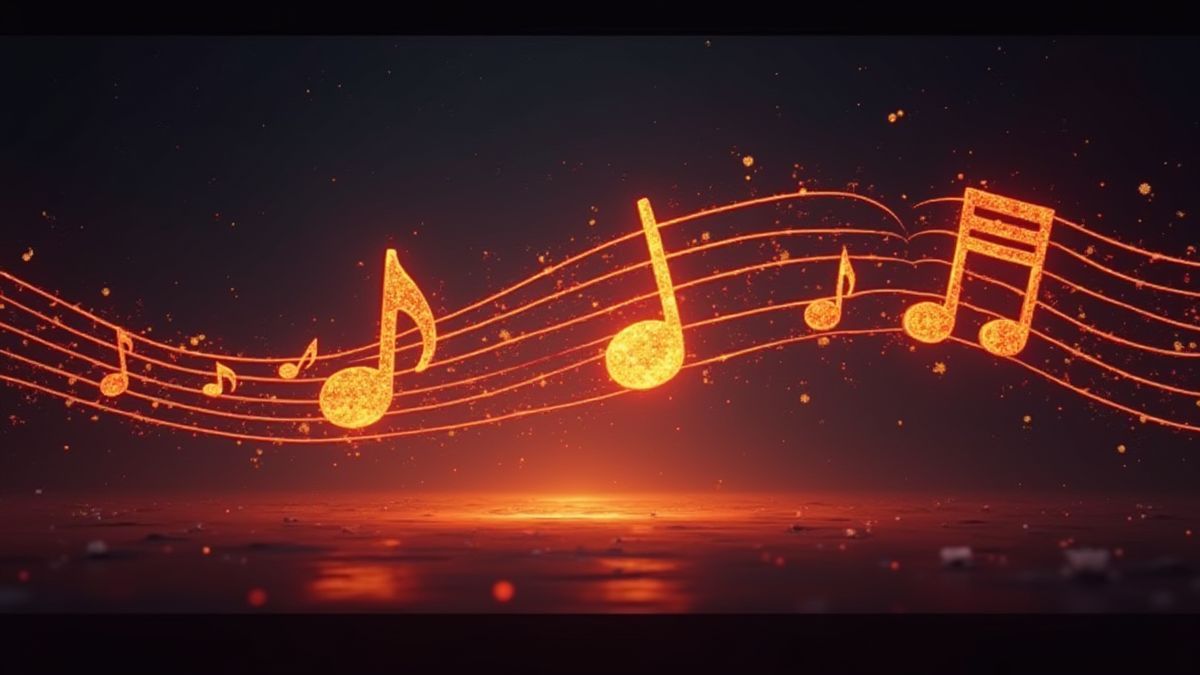 Notas musicais transformando-se em símbolos wild nos rolos.