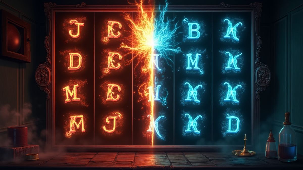 Rouleaux de machine à sous avec des animations brillantes montrant la transformation de Jekyll en Hyde.