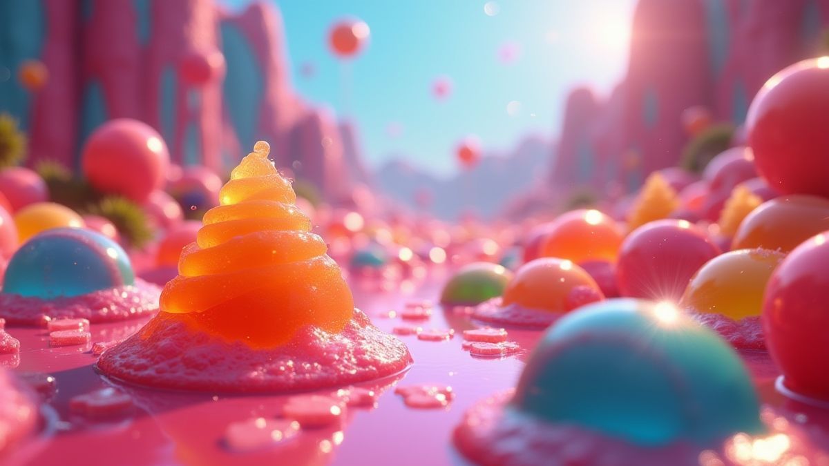 A world full of jellies and sparkling effects.