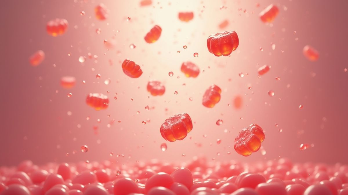 Cascading jelly candies falling in an animated design.