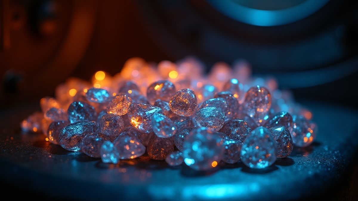 Sparkling jewels inside a dramatically lit vault.