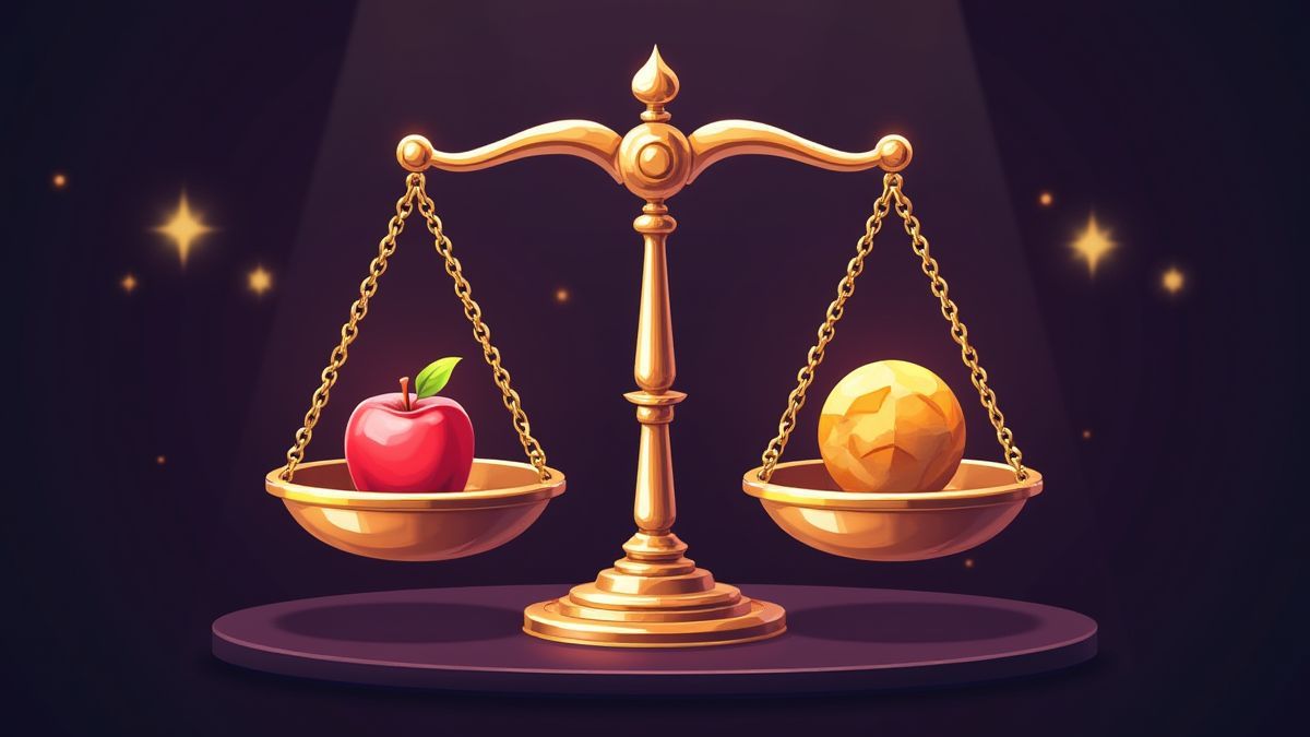Een balans die de voor- en nadelen van een casinospel toont.