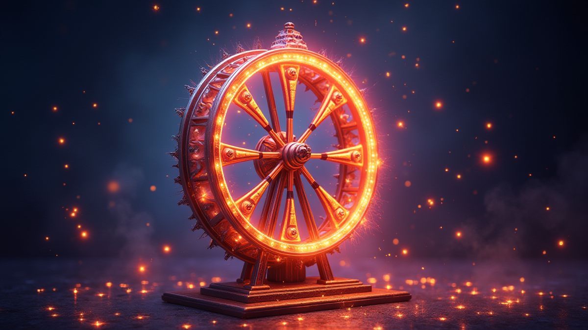 Uma roda giratória brilhante com efeitos mágicos.